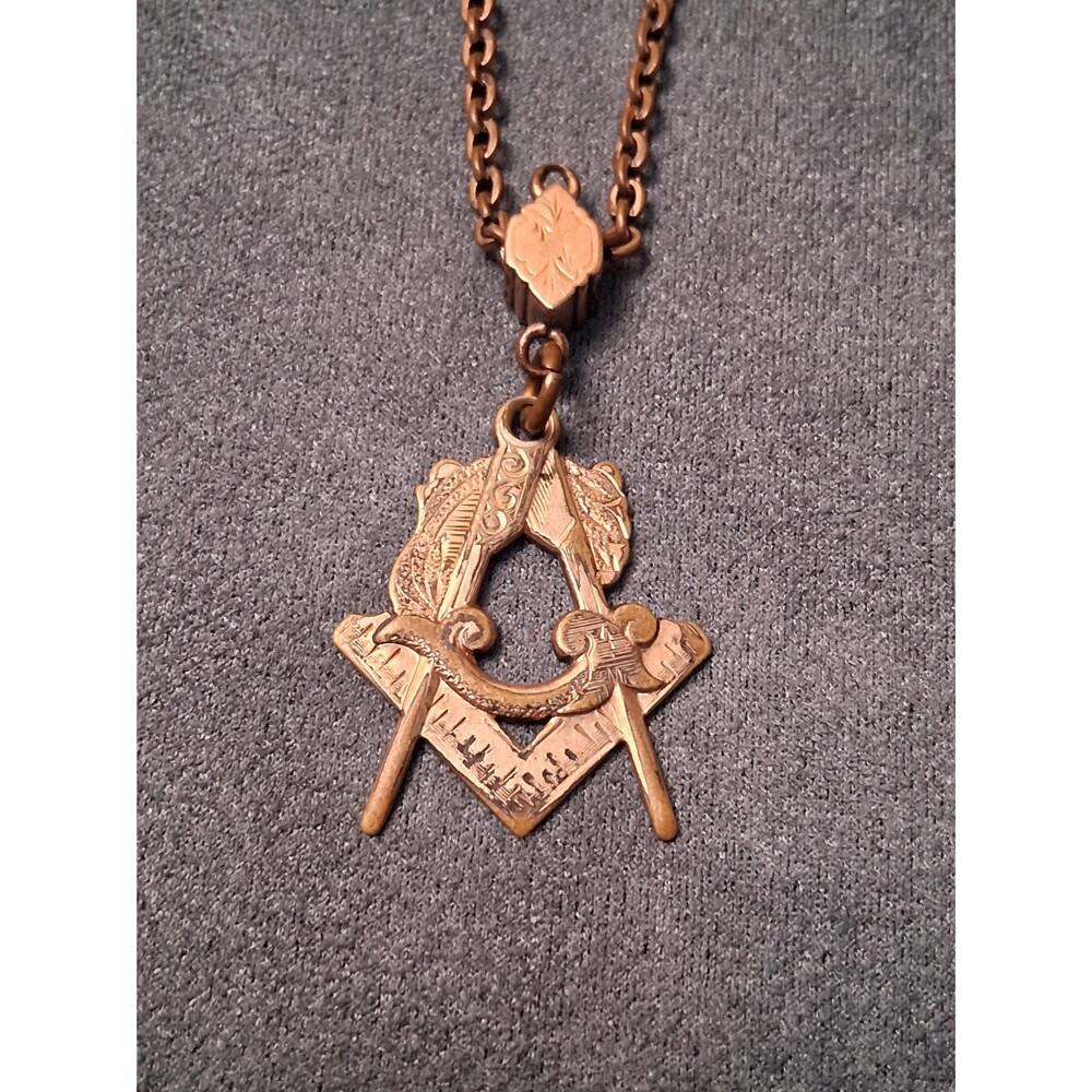 Masonic Watch Fob Necklace Gold Filled Slide